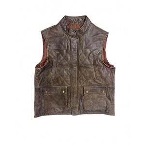 NEW SOUTHERN CASANOVA men's genuine cowhide leather vest in hickory